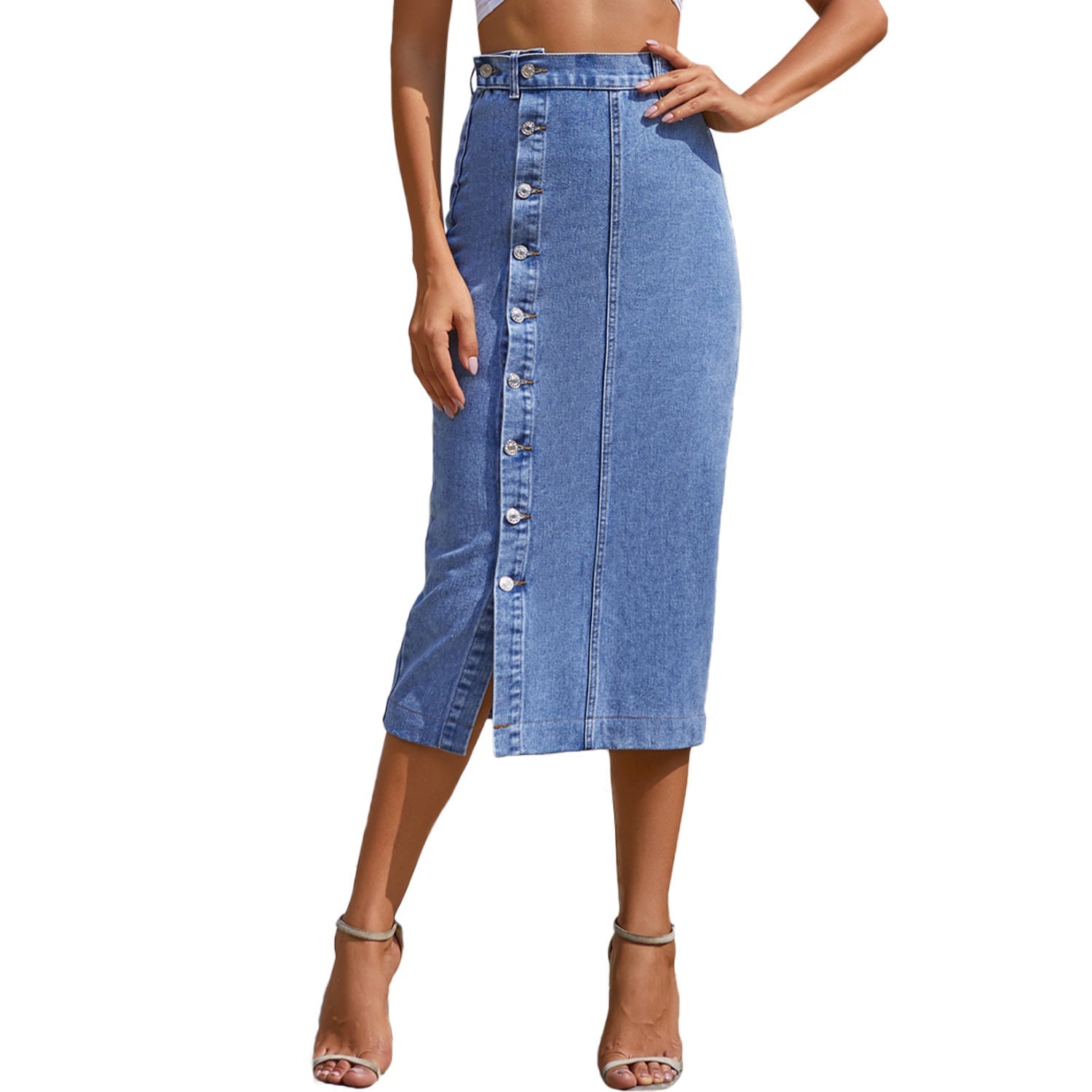 Jupe jeans longue  boutonnée Casual trendy shop