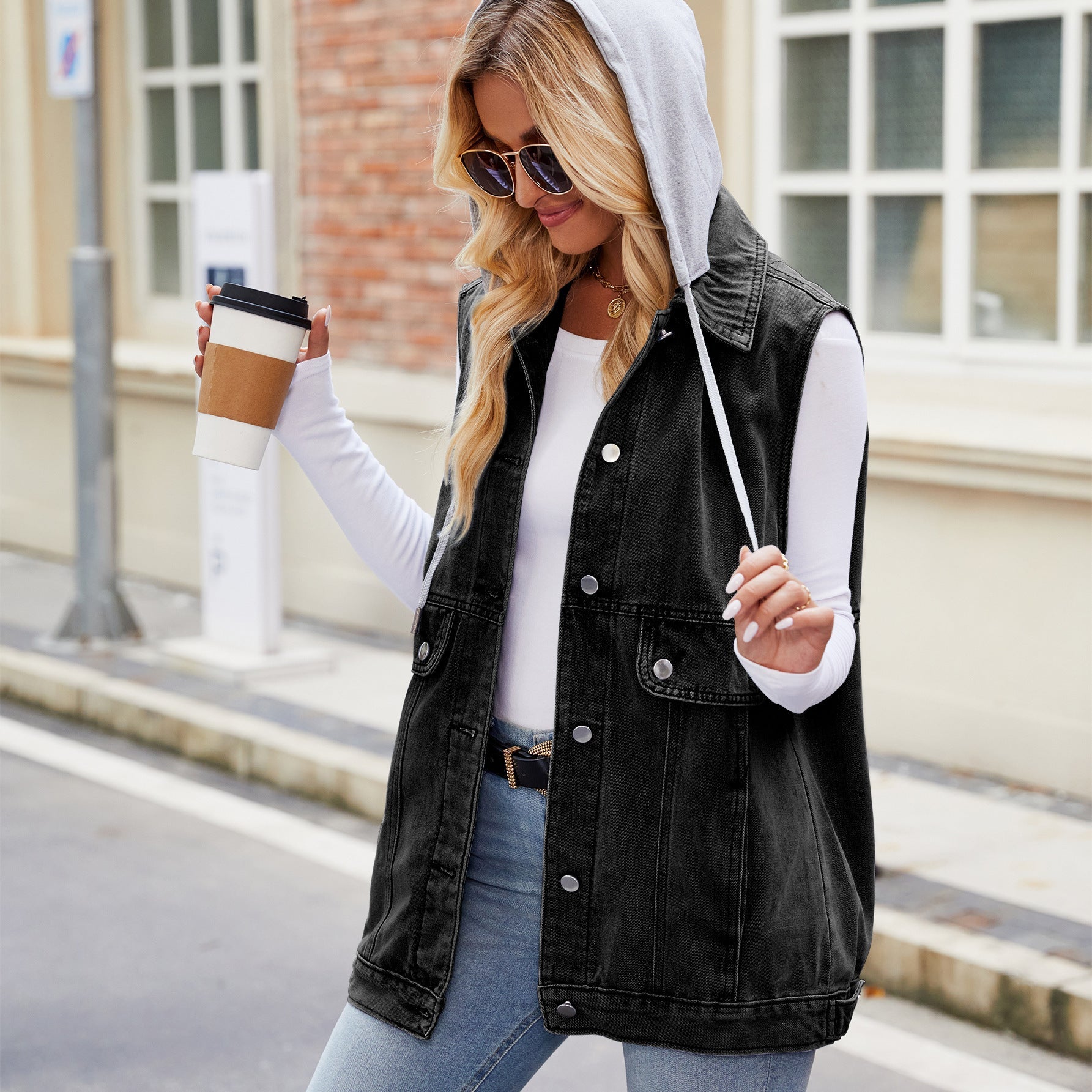 Veste denim sans manche Casual trendy shop