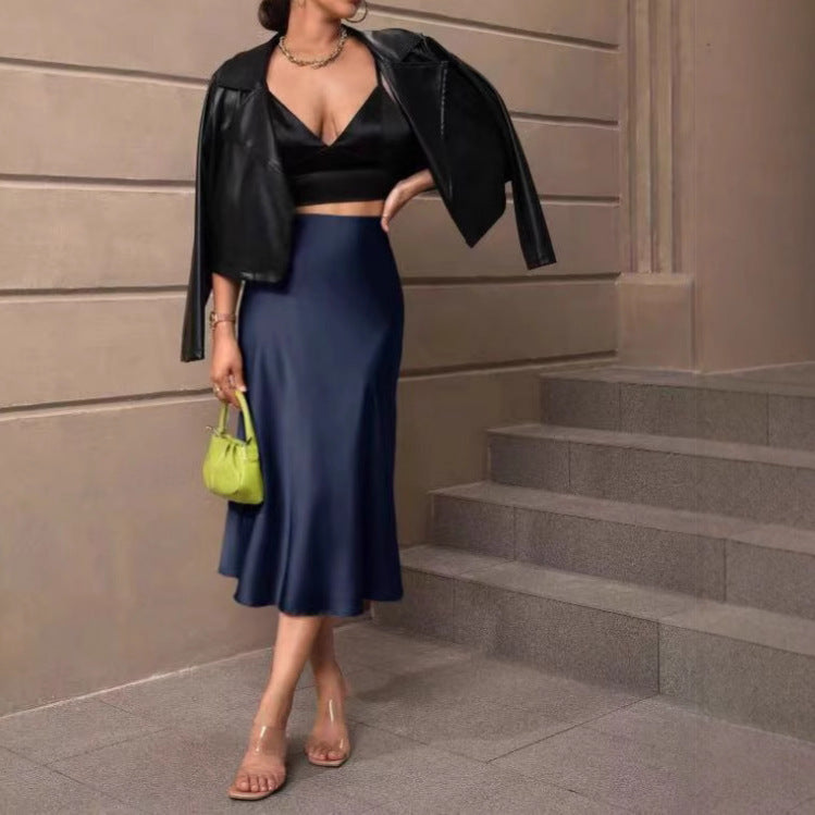 Jupe élégante satin évasée Casual trendy shop