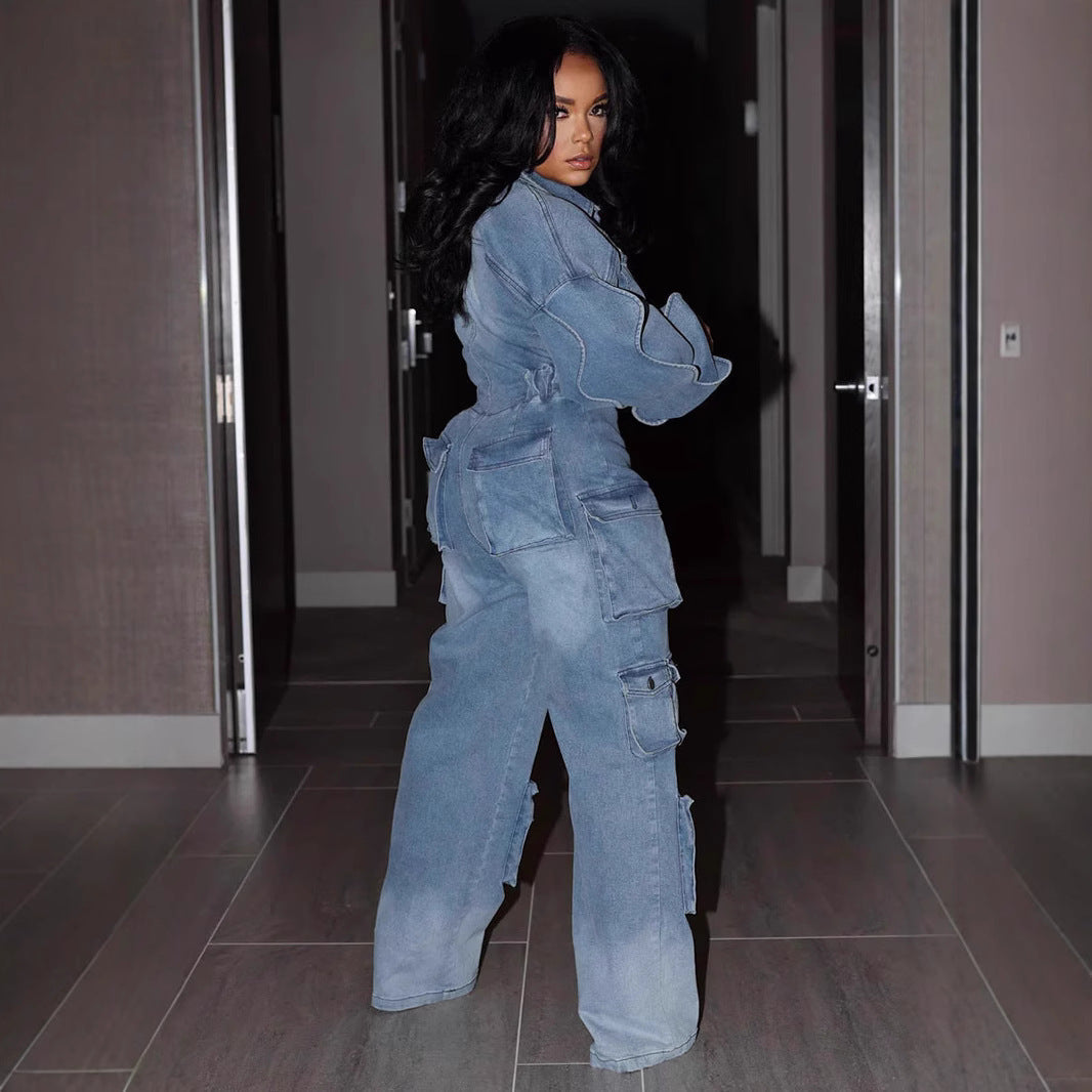 Combinaison jeans tendance femme fashion Casual trendy shop