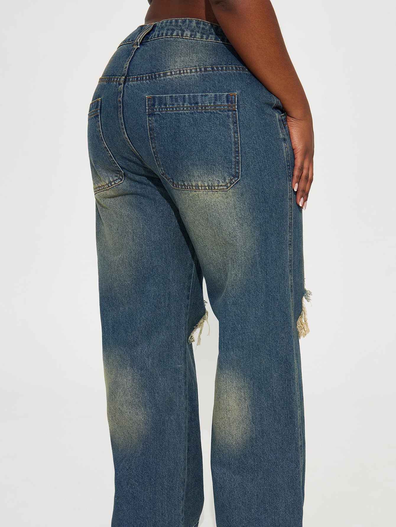 Jeans droit déchiré Casual trendy shop