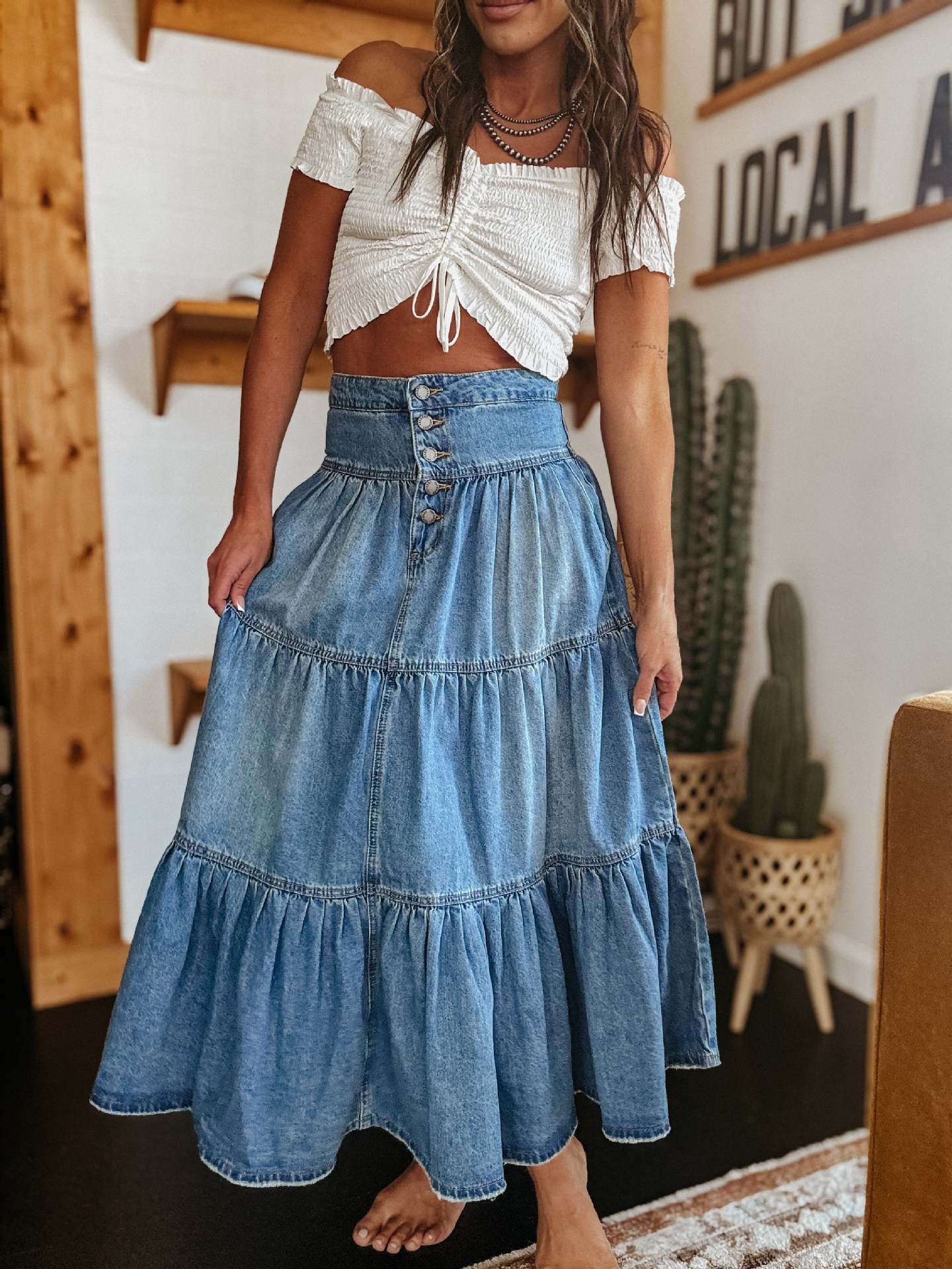 Jupe bohème denim
