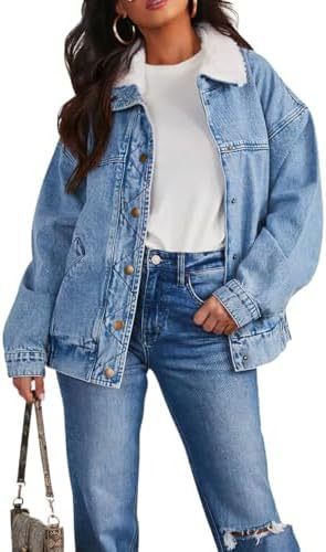 Veste femme jeans col en fourrure Casual trendy shop