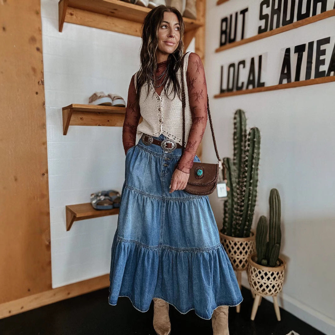 Jupe bohème denim