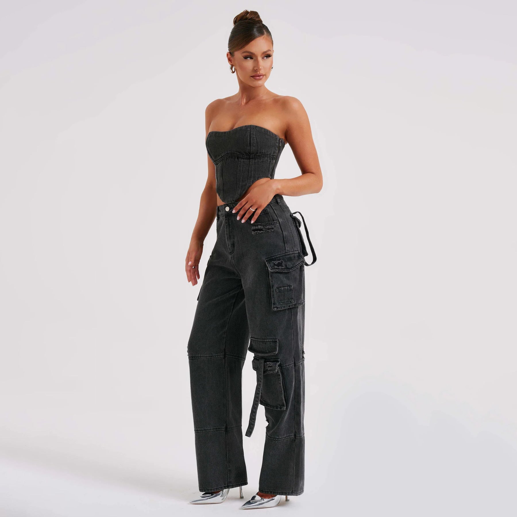 Ensemble top ,pantalon cargo en jeans