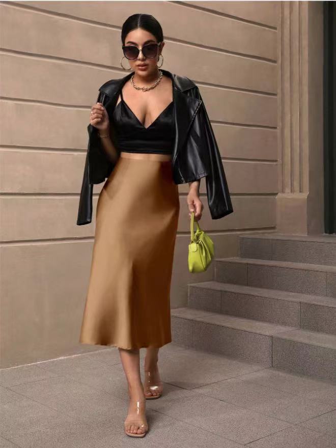 Jupe élégante satin évasée Casual trendy shop