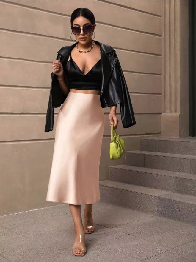 Jupe élégante satin évasée Casual trendy shop