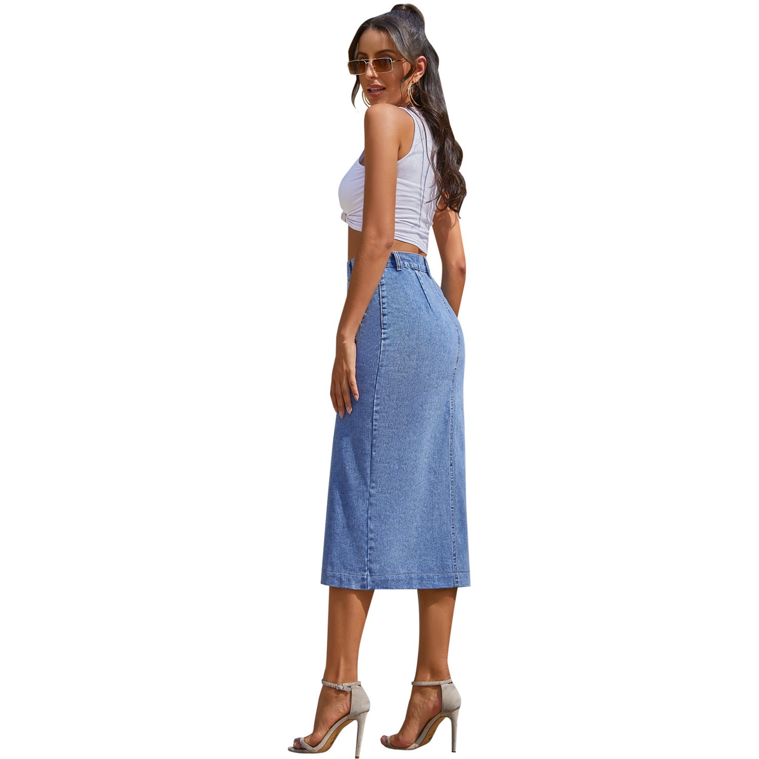 Jupe jeans longue  boutonnée