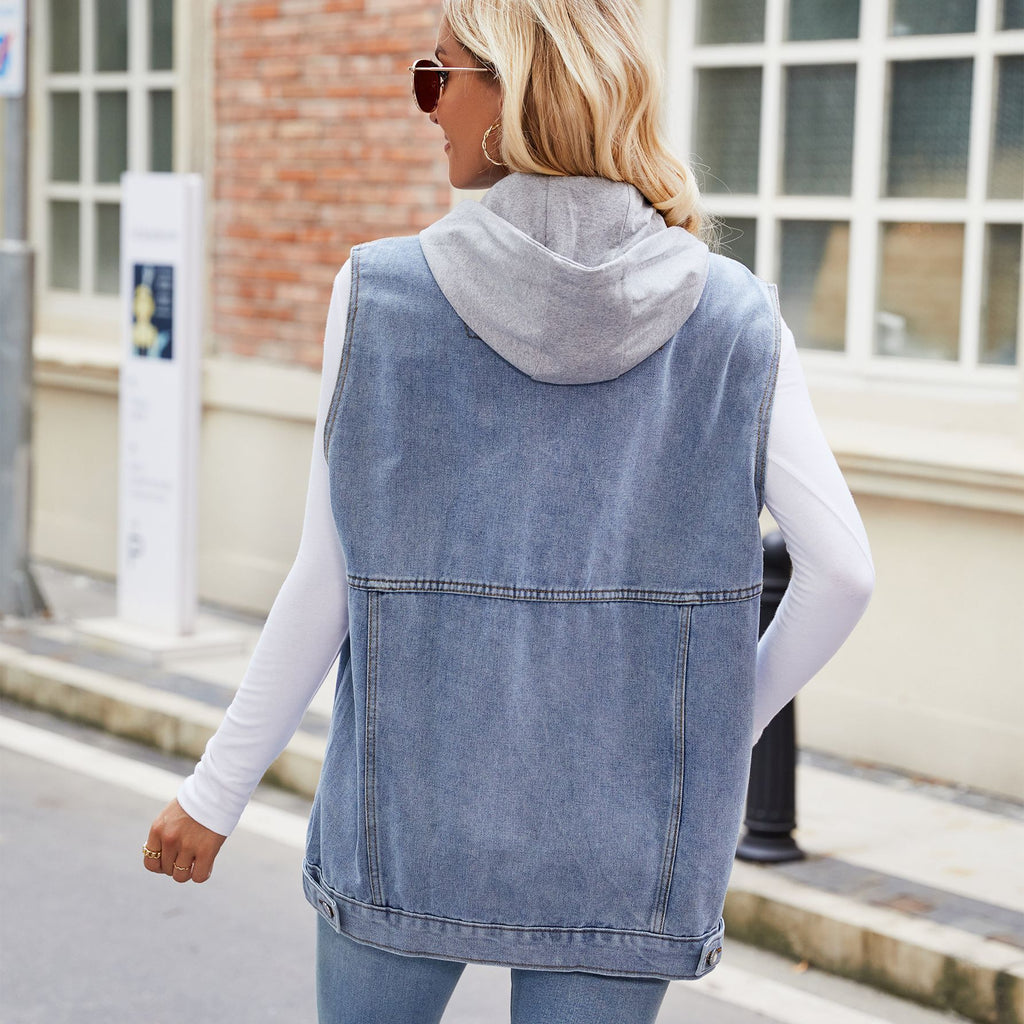 Veste denim sans manche