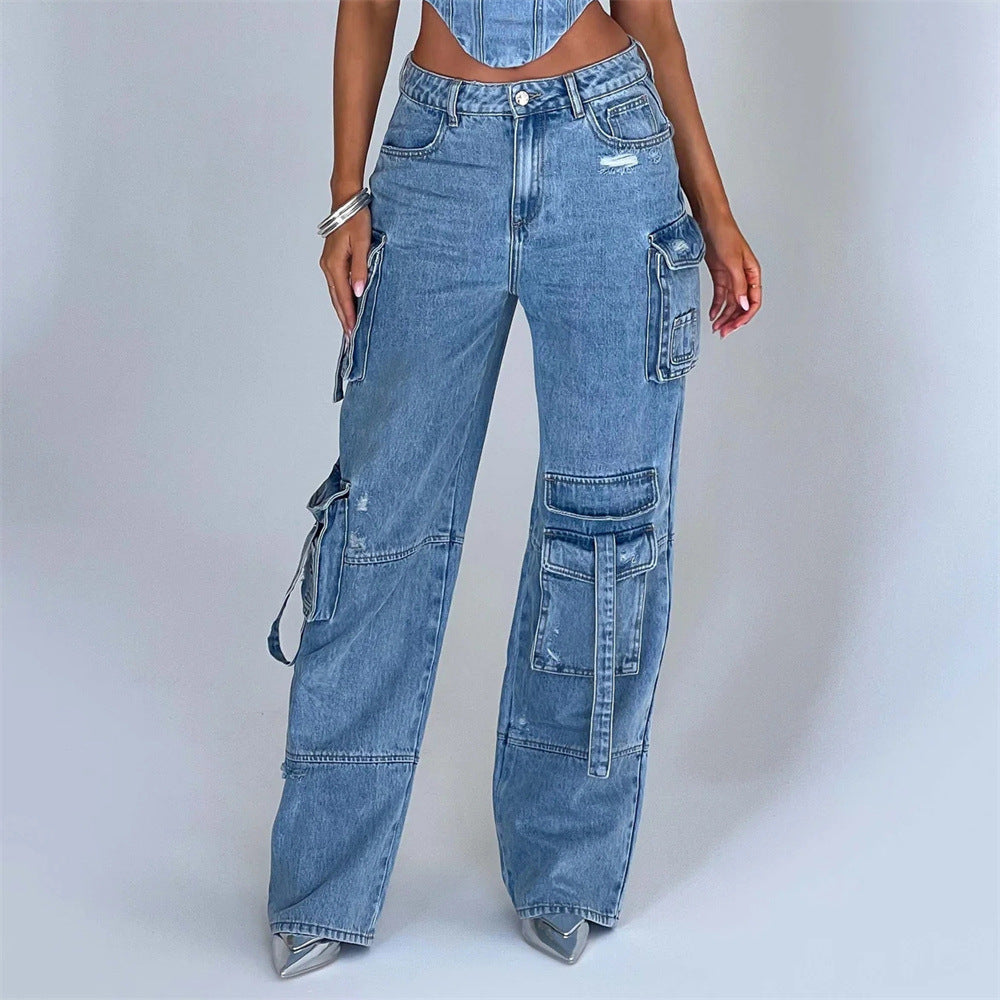 Ensemble top ,pantalon cargo en jeans