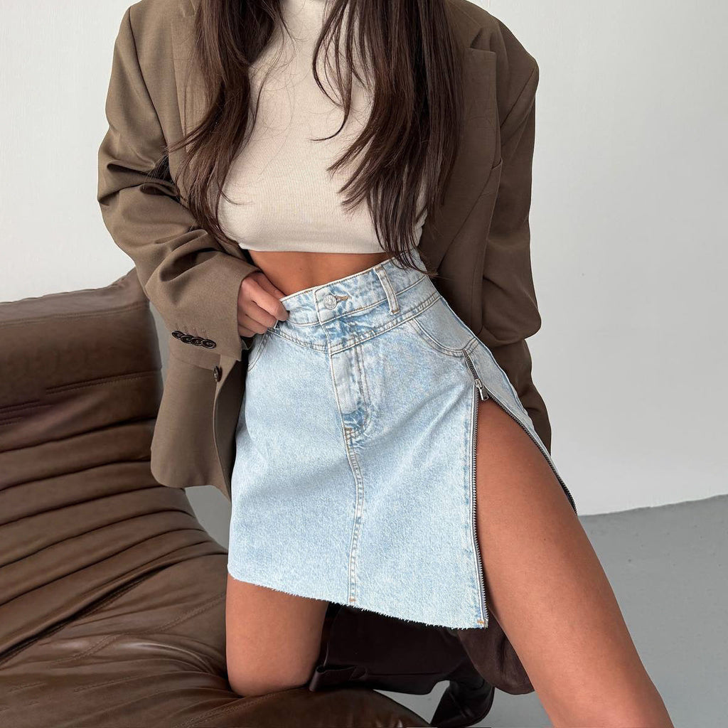 Jupe en denim zippée Casual trendy shop