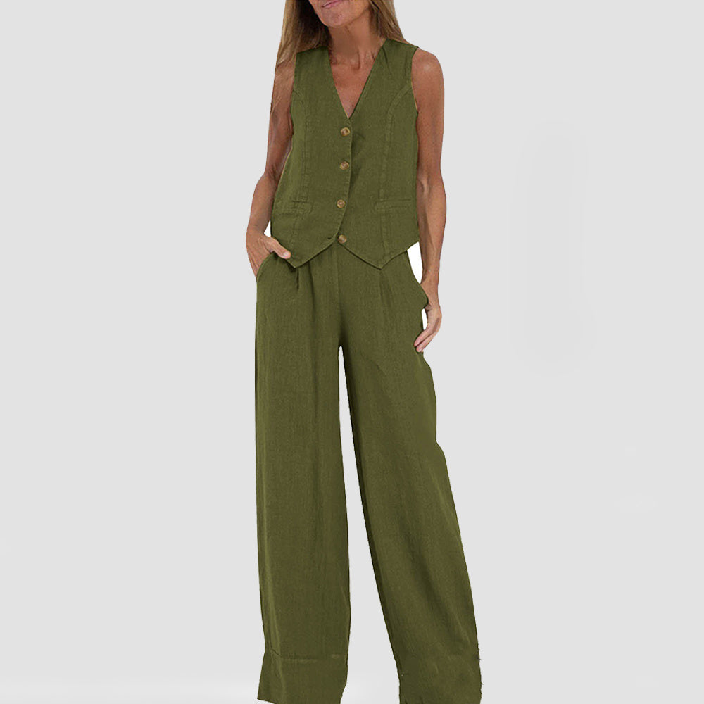 Ensemble en lin veste pantalon femme