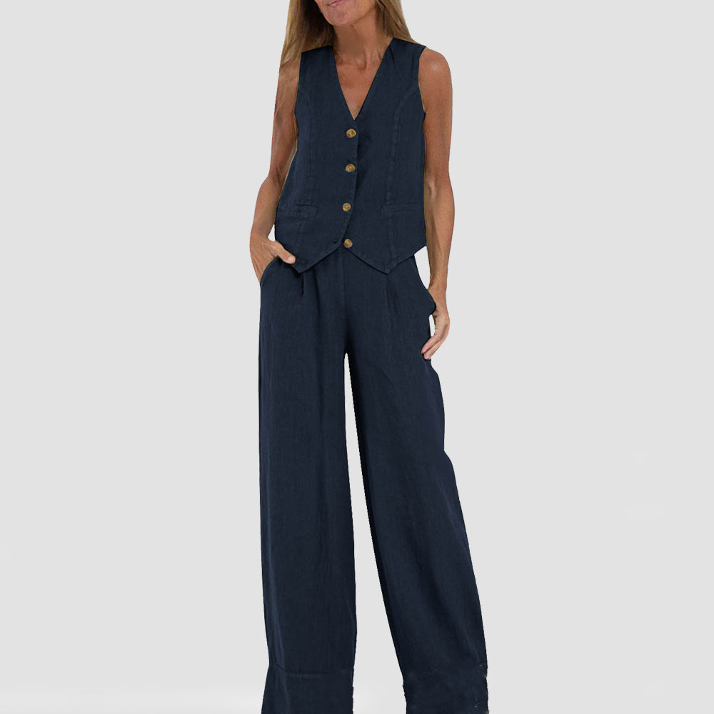 Ensemble en lin veste pantalon femme