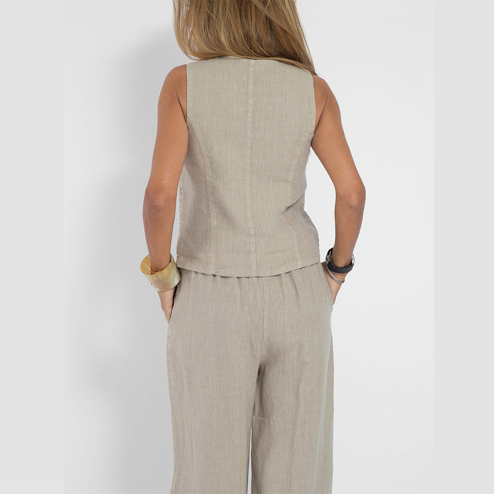 Ensemble en lin veste pantalon femme