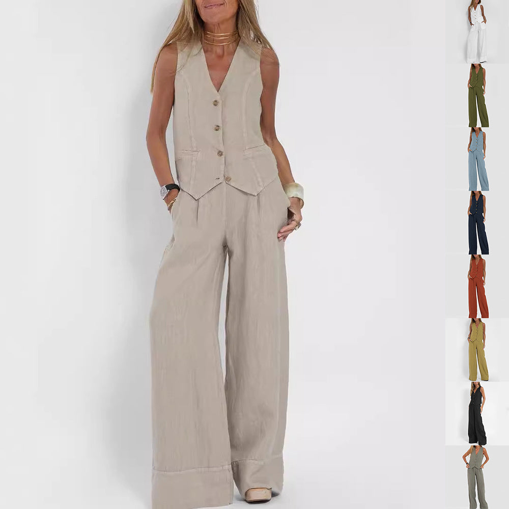 Ensemble en lin veste pantalon femme