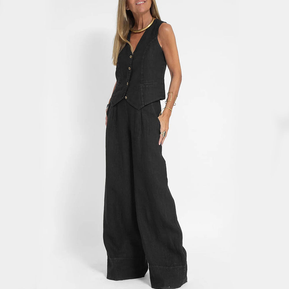 Ensemble en lin veste pantalon femme