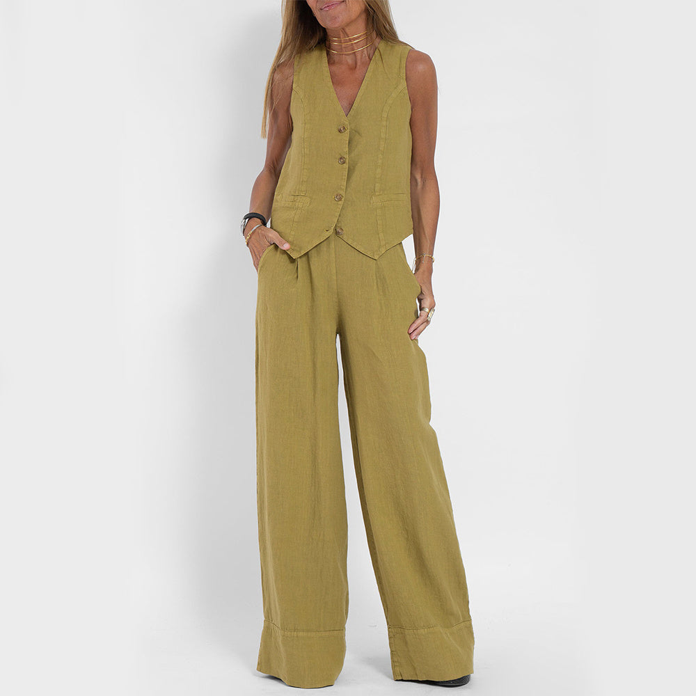Ensemble en lin veste pantalon femme