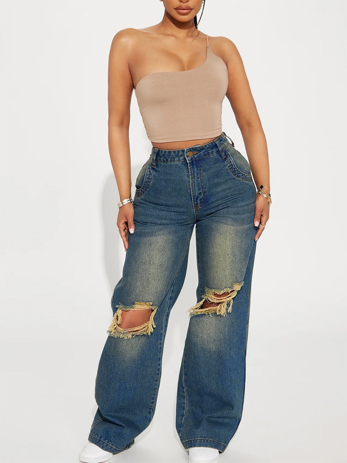 Jeans droit déchiré