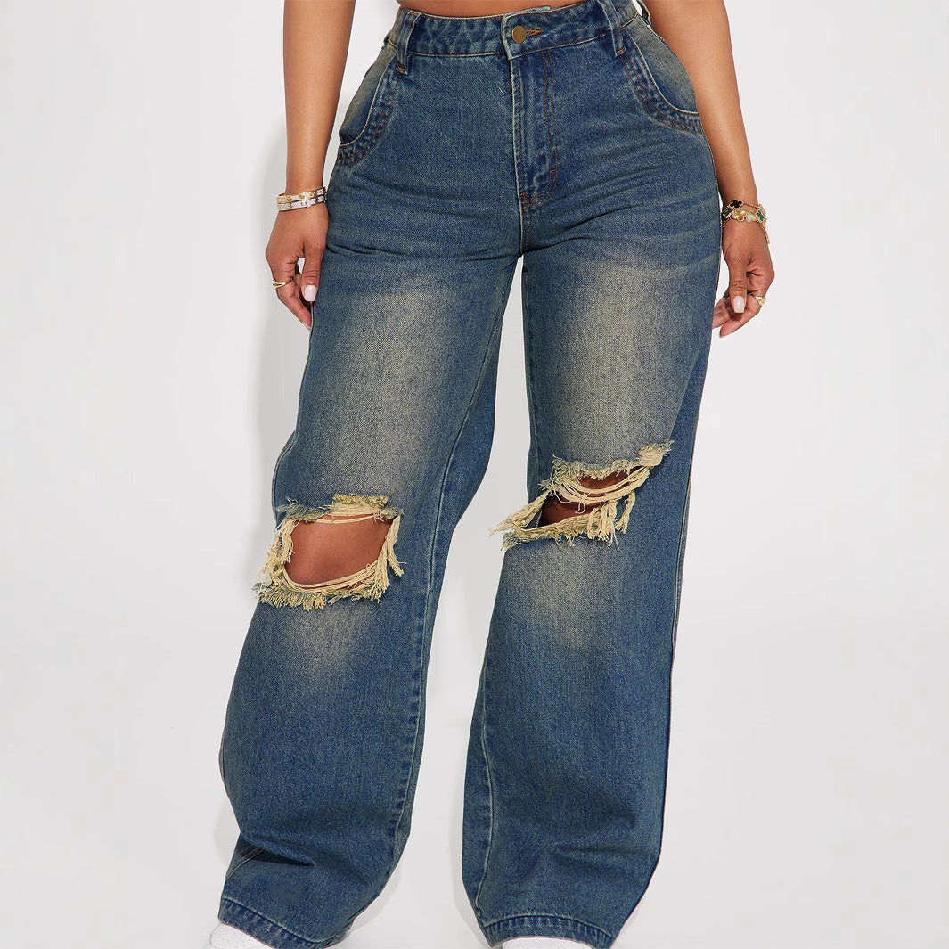 Jeans droit déchiré