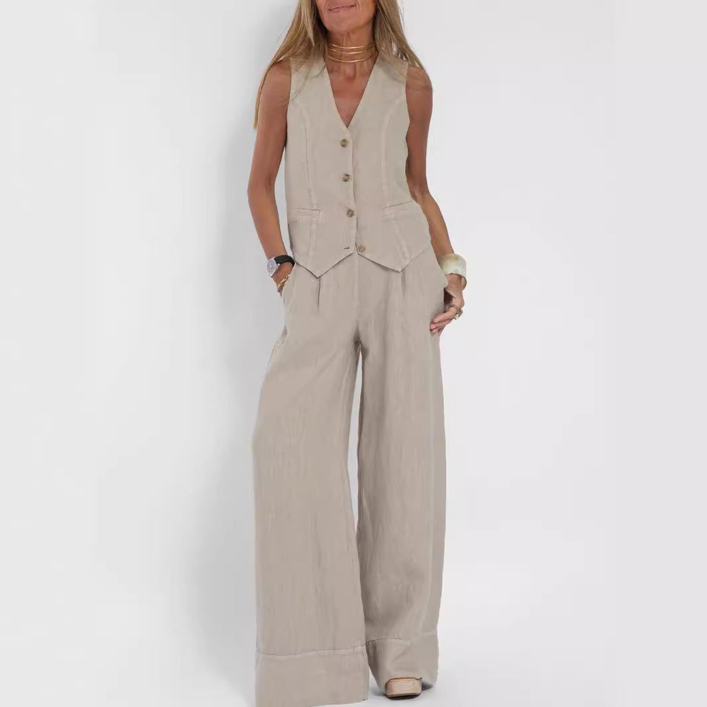 Ensemble en lin veste pantalon femme