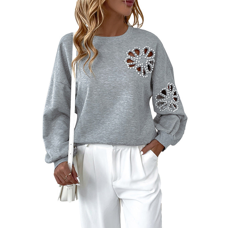 Pull gris avec perles