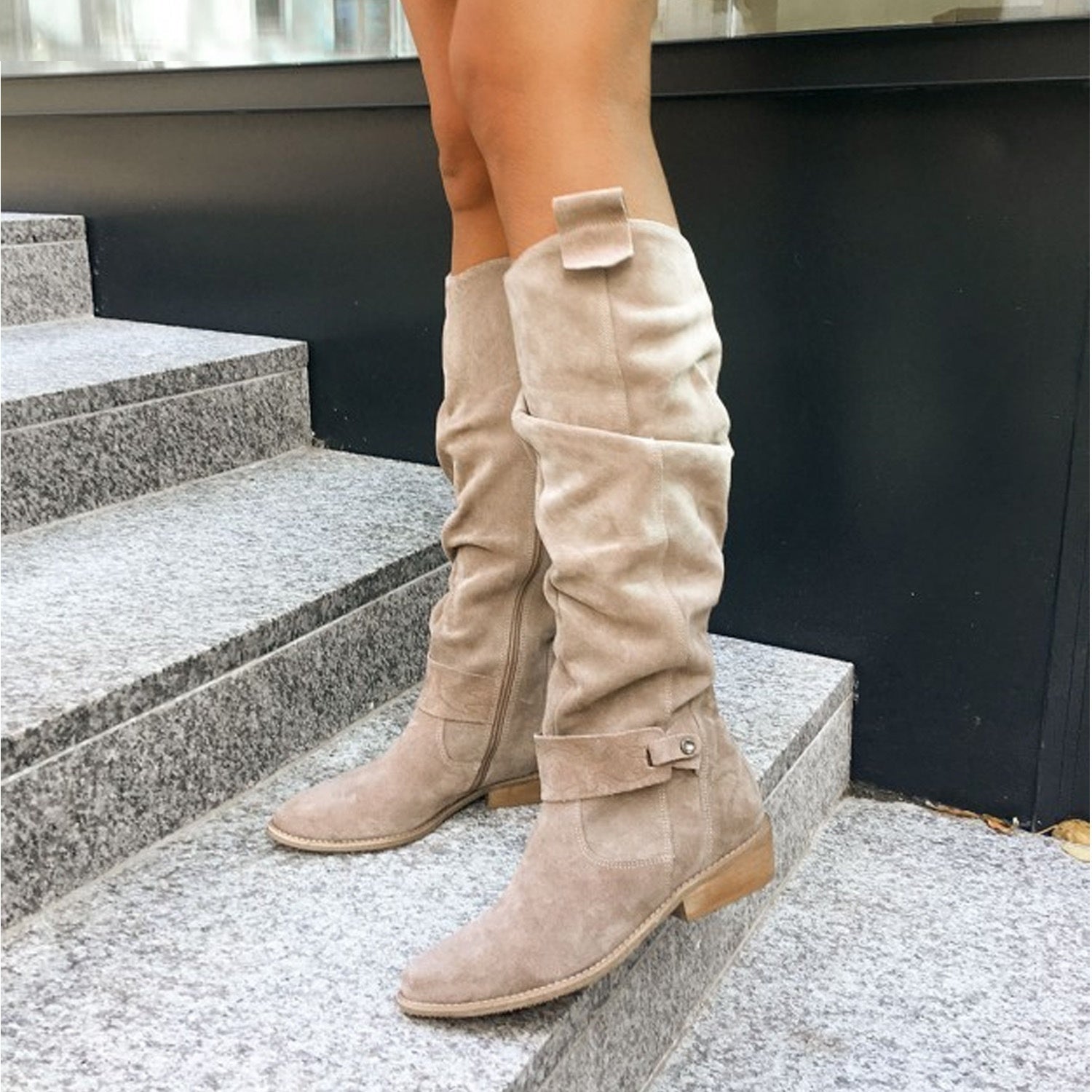 Bottes plattes d’hivers  et automne Casual trendy shop